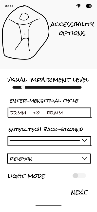 Accessibility options screen